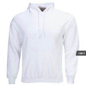 Men Hoodie Casual Hooded Solid White Pocket Size M Sweatshirts Pullover Sweater